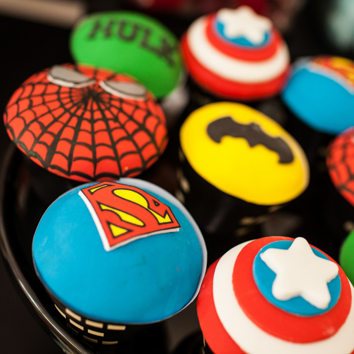 Superhero birthday theme table decoration